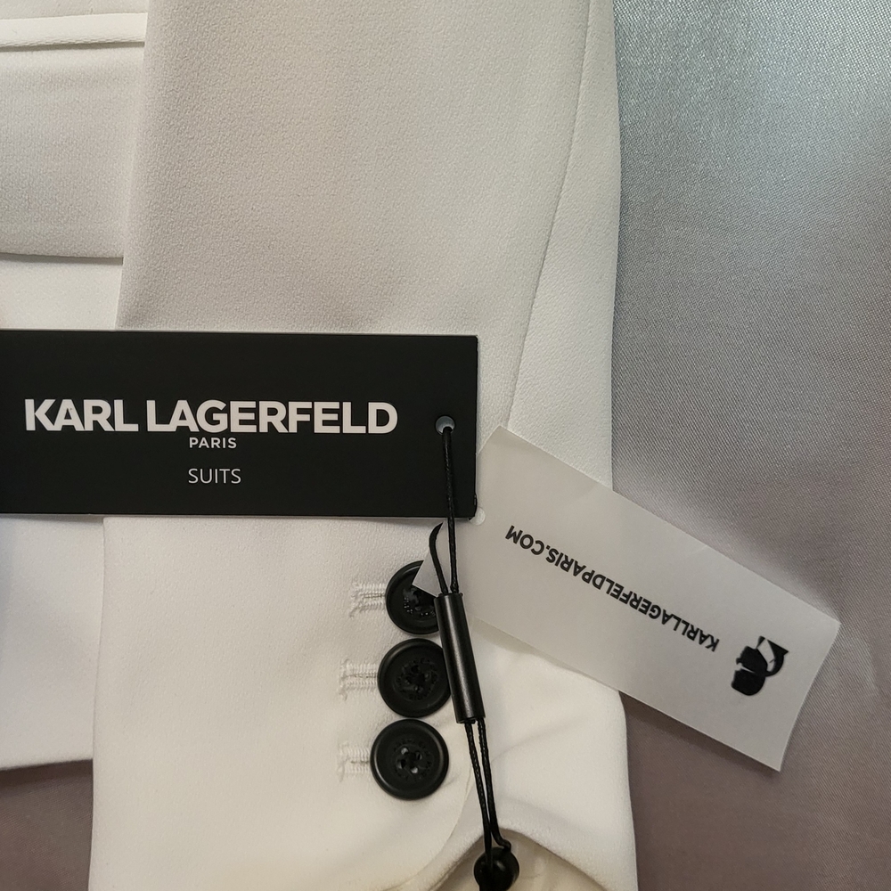 Karl Lagerfeld White Tailored Blazer with Structured Shoulders Size 14 - Picture 5 of 5